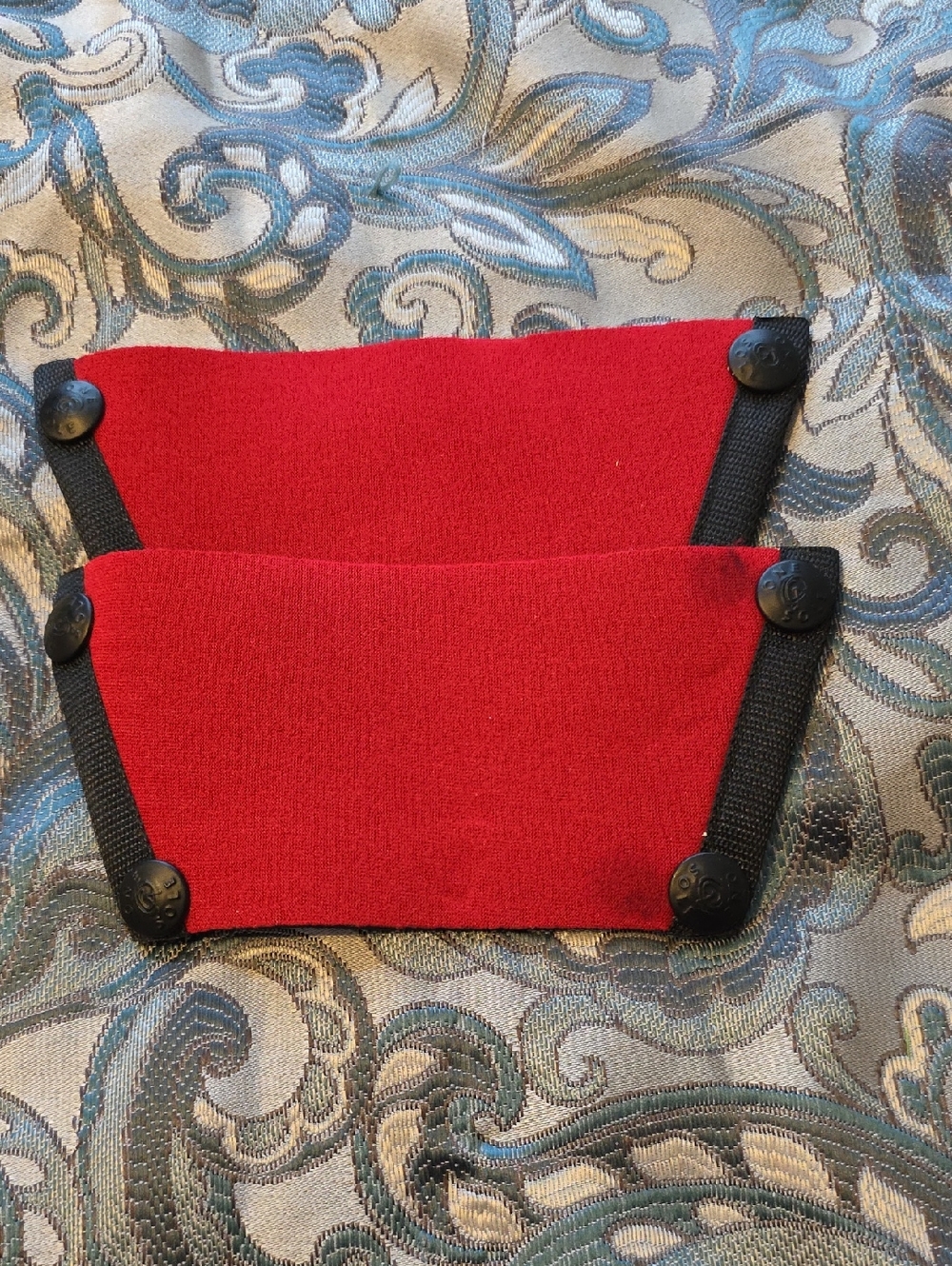 Onesole Red Elastic Sandal Straps with Black Button Accents